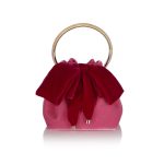 BON BON – VELVET W VELVET BOW W METAL HANDLE – CANDY PINK FUCHSIA LIGHT GOLD