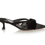 FLACA MULE 50 – CRYSTAL MESH W VELVET BOW SUEDE – BLACK HEMATITE