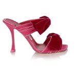 FLACA SANDAL 100 – VELVET W VELVET BOW – CANDY PINK FUCHSIA