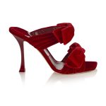 FLACA SANDAL 100 – VELVET W VELVET BOW – RED RED