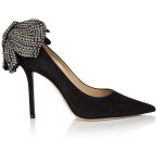 LOVE 100 – SUEDE W PEARL AND CRYSTAL BOW – BLACK MIX