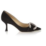 MELVA 70 – SUEDE W CRYSTAL BUCKLE – BLACK CRYSTAL