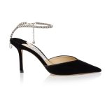 SAEDA 85 – VELVET W CRYSTAL CHAIN – BLACK CRYSTAL