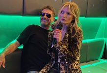 Kate Moss is spotted serenading Simon Cowell in karaoke bar
