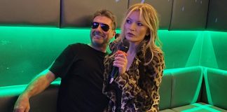 Kate Moss is spotted serenading Simon Cowell in karaoke bar